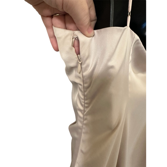 Aritzia Babaton Midi Satin Slit Dress, Size 8, Blush Pink / Pearl - Picture 6 of 10